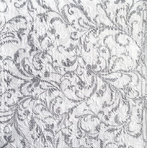 Szalvéta Elegance Damask White-Silver