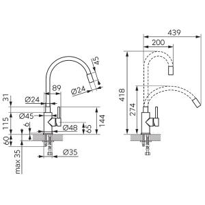 Zumba Gun Metál csaptelep flexibilis kifolyócsővel