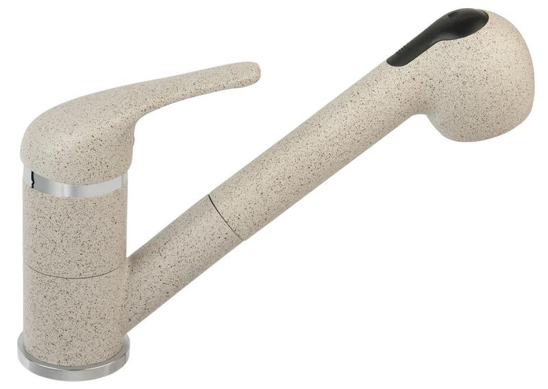 Ferro gránit mosogató csaptelep kihúzhatós zuhanyfejjel homok