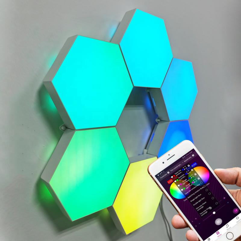 LED-es Hexagon Lámpa színes