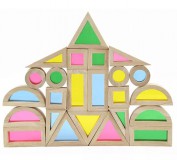 Átlátszó szivárvány fa kockák (24db/szett)