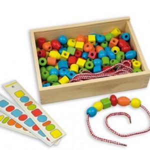 Fűzhető fa gyöngy formák (130 db/szett)