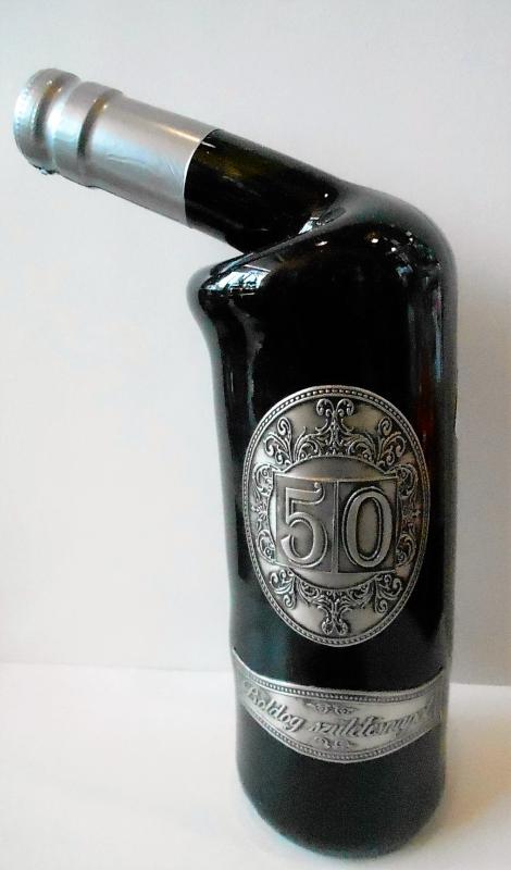 fémcímkés bor 50. születésnapra ferde nyakú