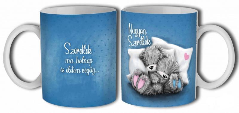 szerelmes bögre macikkal kék