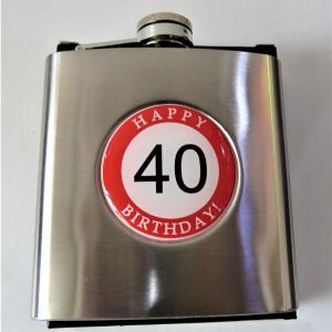 fém laposüveg, flaska hb. 40. születésnapra