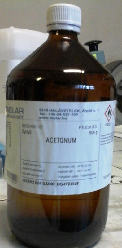Aceton 99,94%-os gyógyszerkönyvi minőségű acetonum 1000 ml