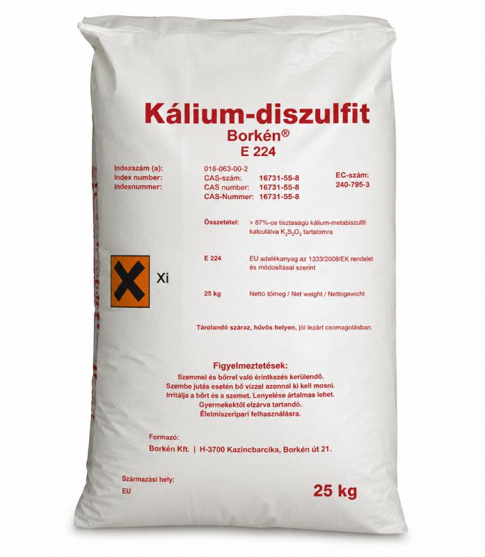 Borkén 25 kg-os Kálium-metabiszulfit