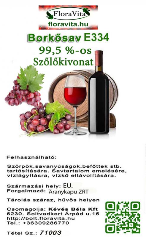 Borkősav 100 %-os természetes szőlőkivonat  100 g