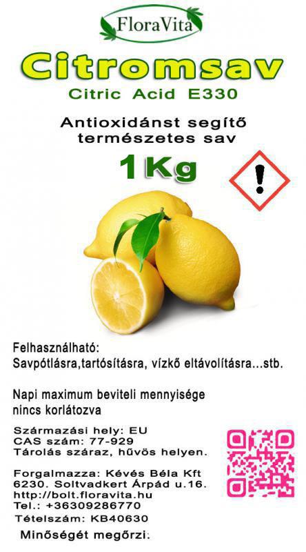 Citromsav 100 %-os Étkezési minőség 1 kg