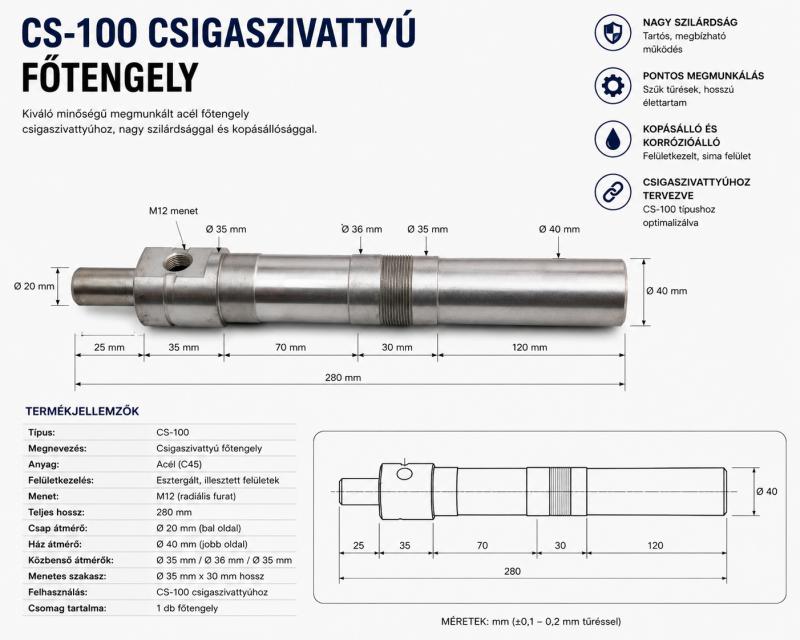 Cs 100 csigaszivattyú főtengely