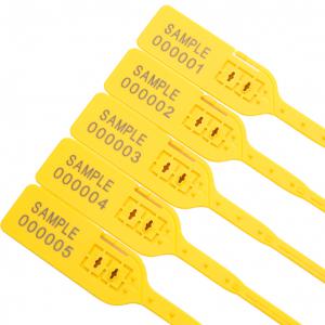 Biztonsági műanyag plomba dupla befűzős. 40 cm, szálhossz  33 cm Fémbetétes sorszámozott.