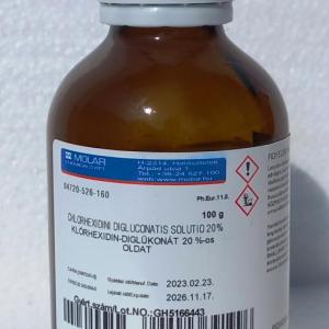 KLÓRHEXIDIN-DIGLÜKONÁT 20 %-os oldat. 100 g Gyógyszerkönyvi minőség.
