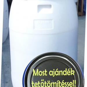 Műanyag hordó 120 l-es. Ajándék tetőtömítéssel (fehér) ballon bilincses.