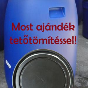 Műanyag hordó 220 l-es (kék) ballon bilincses. Most tetőtömítéssel.