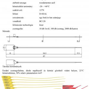 Plomba. Fémbetétes biztonsági sorszámozott, vonalkóddal. 38 cm, szálhossz. Piros szín.