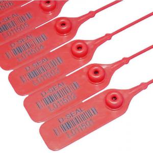 Plomba. Fémbetétes biztonsági sorszámozott, vonalkóddal. 38 cm, szálhossz. Piros szín.