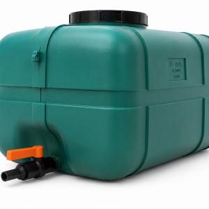 Tartály műanyag hordó 280 liter kék szín szögletes csappal, tömlővéggel.