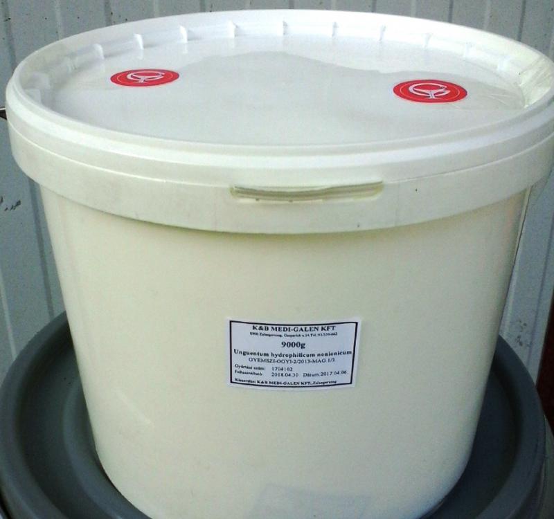 Hidrofil nonion koncentrátum 9 kg -os ár/kg minimum rendelés 9 kg-os vödör, és ennek többszöröse. Gyógyszerkönyvi minőség  vödörben. Unguentum hydrophilicum nonionicum