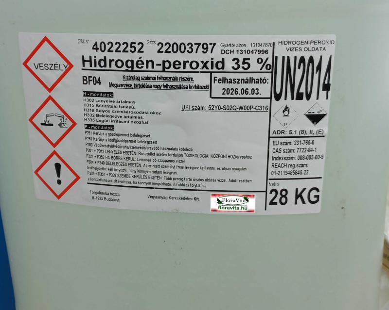 HIDROGÉN-PEROXID 35 % 28 kg-os kanna