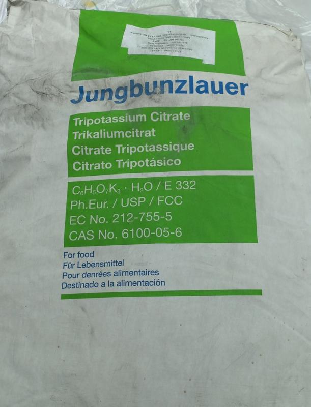 Kálium-citrát 1-hidrát 25 kg-os zsák. Élelmiszeripari tri Kálium-citrát