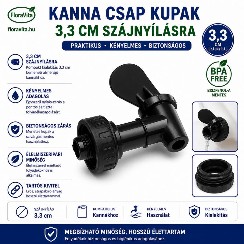 Kanna csap, 3,3 cm szájnyílásra. 30 gramm