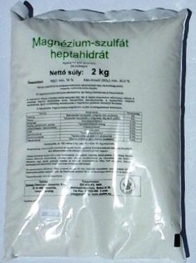 Keserűsó lombtrágya 2 kg MgSO4-7H2O tartalom 99 %  Magnézium-szulfát (MgO)
