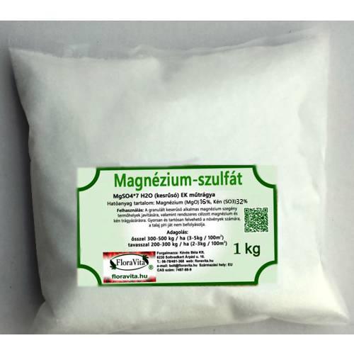 Keserűsó lombtrágya MgSO4-7H2O tartalom 99 % 1 kg Magnézium-szulfát (MgO)
