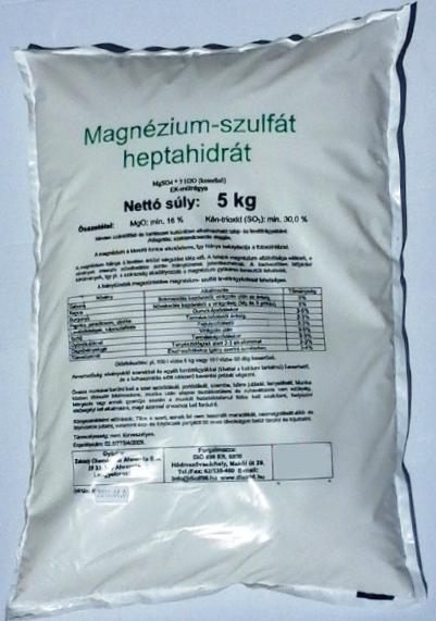 Keserűsó lombtrágya MgSO4-7H2O tartalom 99 % 5 kg Magnézium-szulfát (MgO)