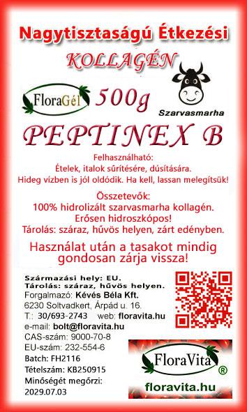 Kollagén PEPTINEX B 500g. Teljesen hidrolizált szarvasmarha marha kollegél   Nagy tisztaságú étkezési.