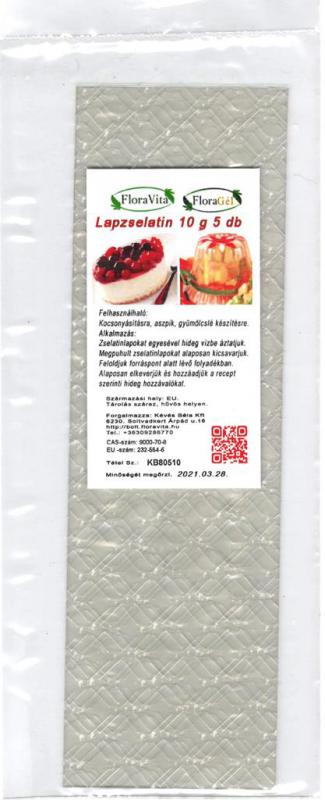 LAPZSELATIN 10 g.  5 db zselatin lap (ár/csomag)