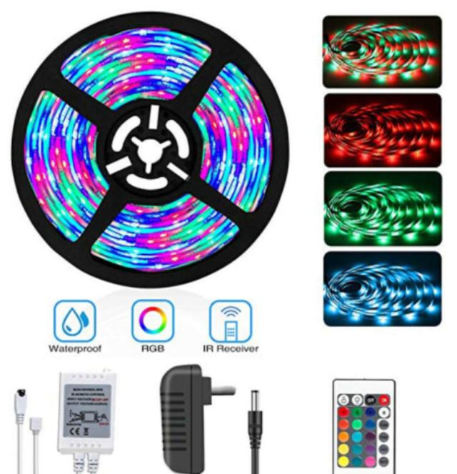 LED SZALAG színváltós. 5 m. TÁPPAL. A TÁVIRÁNYÍTÓBAN az elem tartozék. Szilikonos futófény