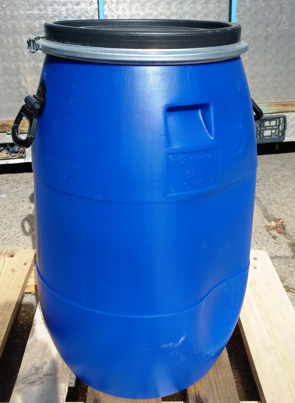 Műanyag hordó 85 l-es ballon bilincses füles +fogantyú tetővel (kék) Ajándék tetőtömítéssel.