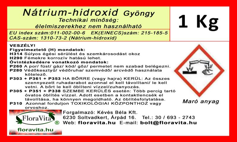 Nátrium-hidroxid 1 kg apró gyöngyös min. 99% NaOH  /Lúgkő/