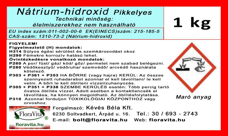 Nátrium-hidroxid 1 kg pikkelyes NaOH  min. 98% /Lúgkő/