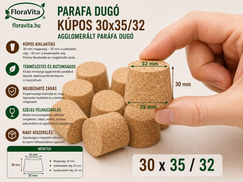 Parafa dugó kúpos 30x35/32 agglomerált parafadugó