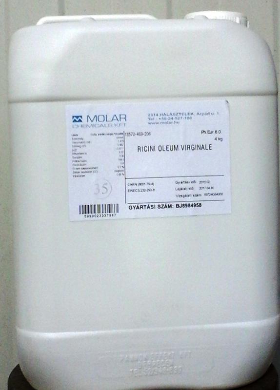 Ricinus olaj 20 l-es kannában, gyógyszerkönyvi minőség.