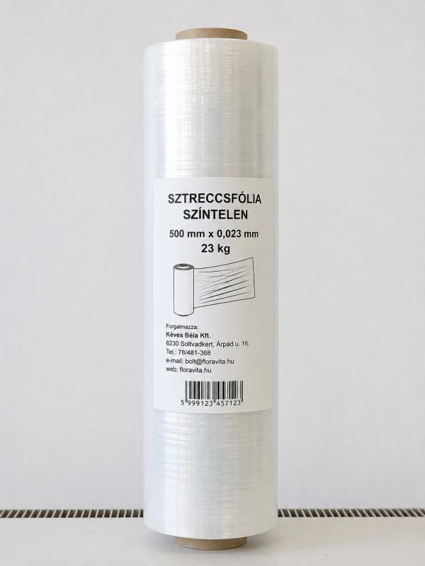 Sztreccsfólia színtelen  500/0,023  (ár/db). 2,4 kg