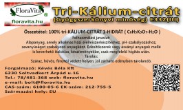 Kálium-citrát 1-hidrát kg-os. Élelmiszeripari tri Kálium-citrát