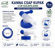 Kanna csap, 4 cm szájnyílásra. 40 gramm.