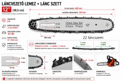 Láncfűrész láncvezető lemez + lánc szett