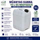 Műanyag kanna 10 l-es nagyszájú Euro ADR-es halmozható. 500 gramm, + 1 db kupak 20 gramm.