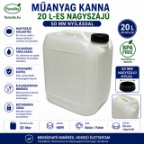 Műanyag kanna 20 l-es nagyszájú 50 mm nyílással. 830 gramm, + 1 db kupak 20 gramm.