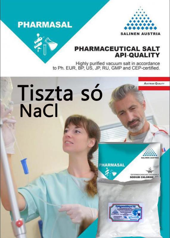 Tiszta só NaCl patika tisztaságú 1 kg  konyhasó Gyógyszerkönyvi minőségű Nátrium-Klorid. Vákumsó. Salinen