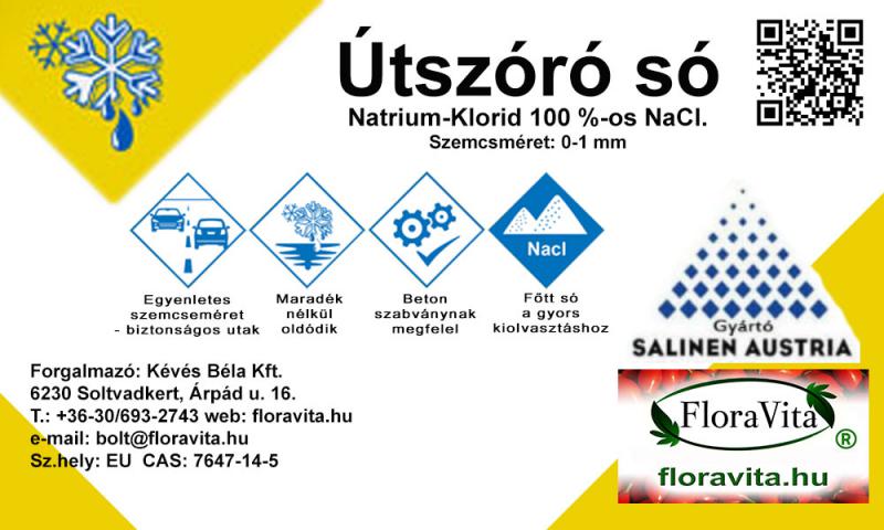 Útszóró só 10 kg-os Salinen100 %-os NaCl.