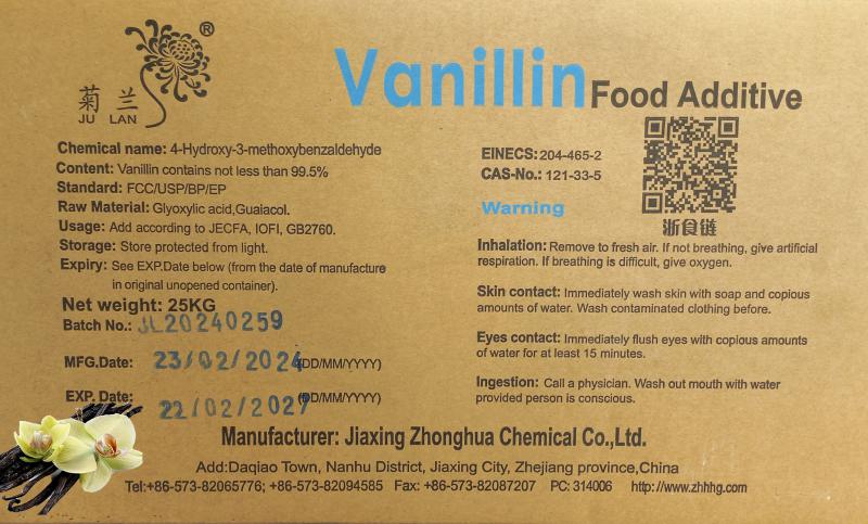 Vanillin 25 kg. 99 %-os Vanillinum