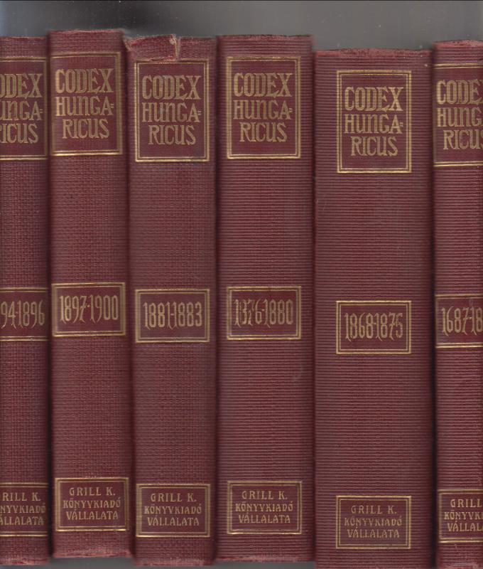 Codex Hungaricus - Magyar Törvények: 1687-1900. évi törvénycikkek    ( 8 kötet)