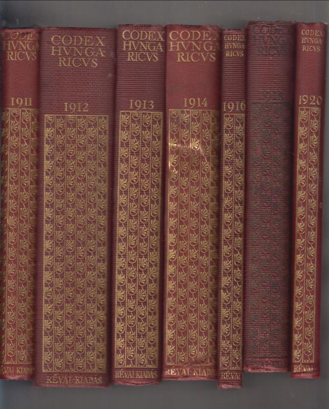 Codex Hungaricus - Magyar Törvények: 1911-1914  (4 kötet)  / 1916 / 1918 / 1920 évi törvénycikkek   ( összesen 7 kötet)