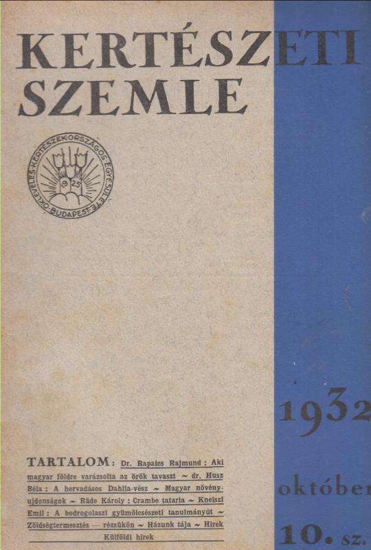 KERTÉSZETI SZEMLE 1932  IV.  évfolyam  1, 2, 4, 5,  9-12  lapszámok(8 db)