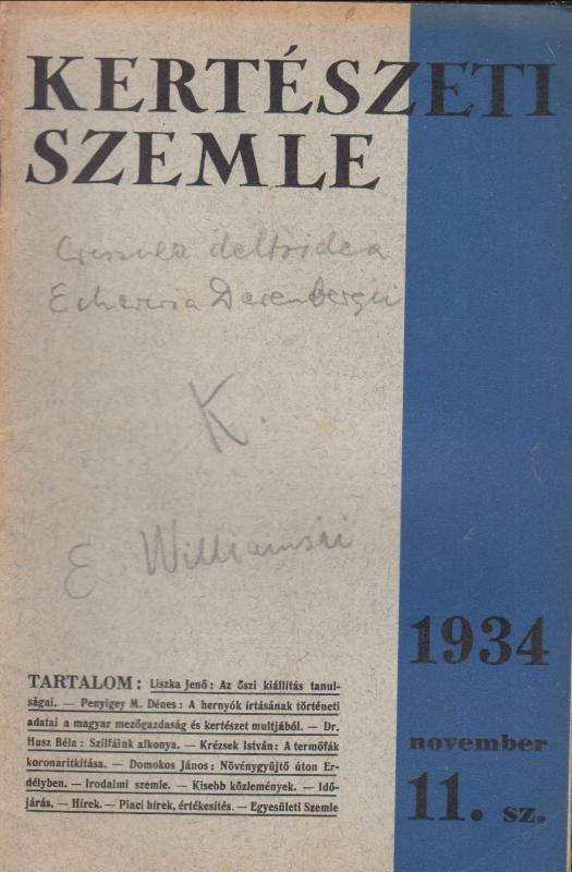 KERTÉSZETI SZEMLE 1934 VI. évfolyam 1.-11. szám