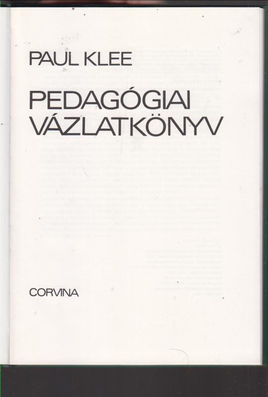 Paul Klee : Pedagógiai vázlatkönyv
